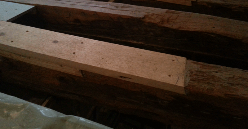 reparación de viguetas de madera en forjados de madera. Ayuda con e-struc