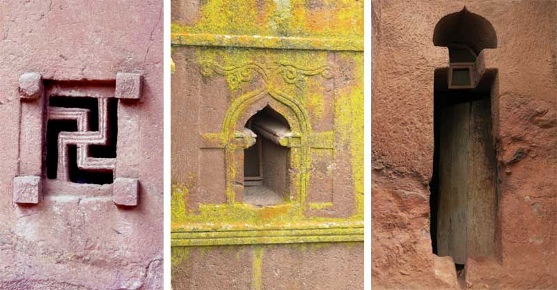 Iglesias talladas en la roca de lalibela, etiopía. Ventanas